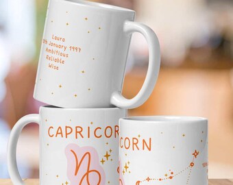 Personalized Capricorn Zodiac Mug: Custom Birthday Gift