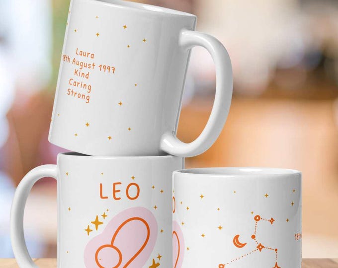 Personalized Leo Zodiac Mug: Custom Birthday Gift