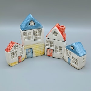 Handmade ceramic decorative house sculptures