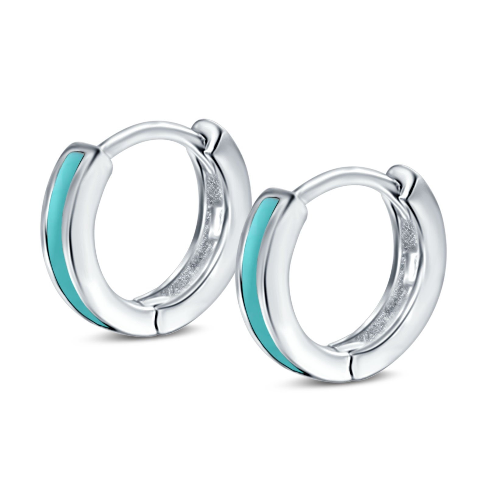 925 Sterling Silver Round Hoop Huggie Earrings – Hinged Closure, 3 Color Options, Simple Women’s Jewelry