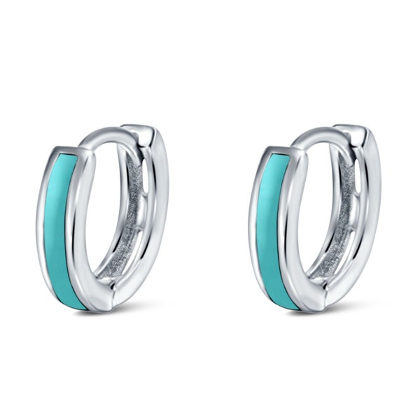 12 Small Turqouise Long Sterling Silver Earrings main image 0