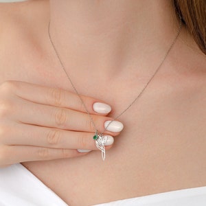 925 silver birth flower May lily of the valley necklace real silver floral zodiac sign birth month with zirconia birthstone image 1