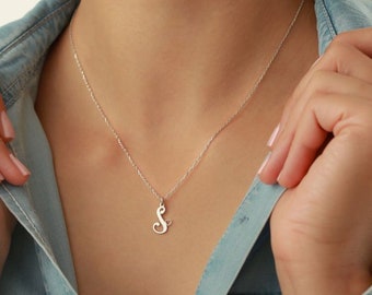 925 Silver Petite Initials Necklace with Heart 14k Gold Plated Letters Chain Personalized Necklace with Birthstone Pendant