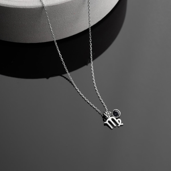 925 Silber Sternzeichen Jungfrau Kette Virgo mit Zirkonia Geburtsstein Anhänger minimalistisches & filigranes Brautjungfern Geschenk für Sie