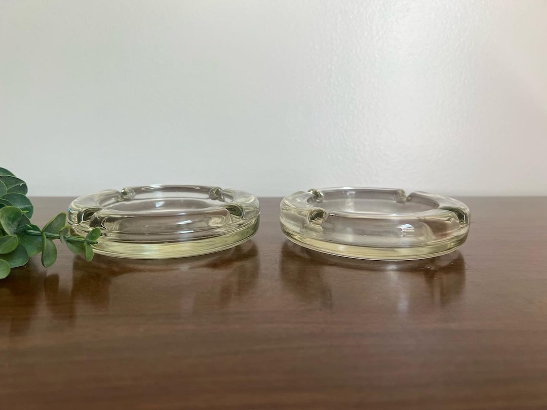 Vintage Glass Ashtrays, Vintage Round Ashtrays, Ashtrays, Retro