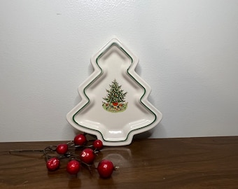 Vintage Pfaltzgraff Christmas Heritage Christmas Tree Plate, White Christmas Tree Plate, Christmas Tree Cookie Plate, Christmas Plate