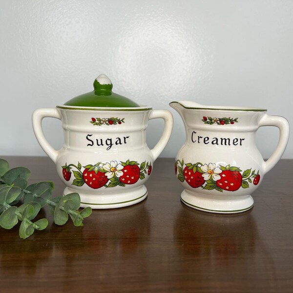 Strawberry Creamer and Sugar Set Etsy