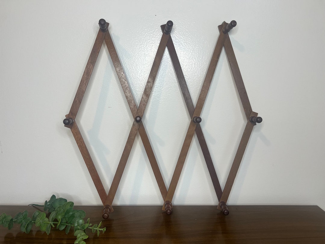 Vintage Accordion Wood Peg Rack Wood Expandable Wood Rack Etsy