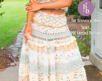 Whimsical Waves Crochet Skirt Pattern | Crochet Maxi Skirt | Digital PDF Crochet Pattern | Confident Beginner-Intermediate Skill Level