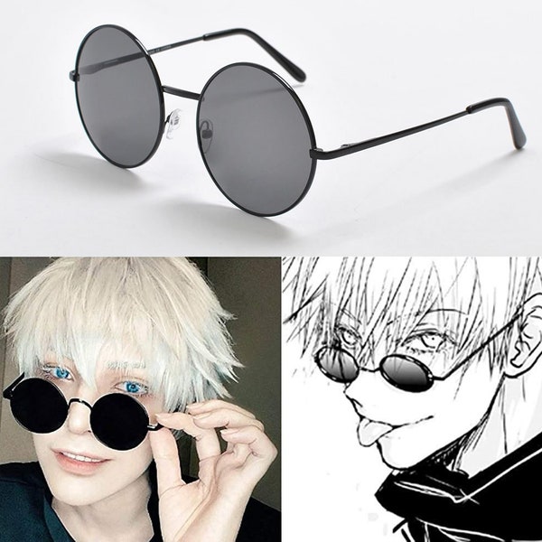 Gojo Satoru | Black Glasses | Round Lens | Anime Cosplay Eyewear | Circle Sunglasses | Don't Worry I'm The Strongest