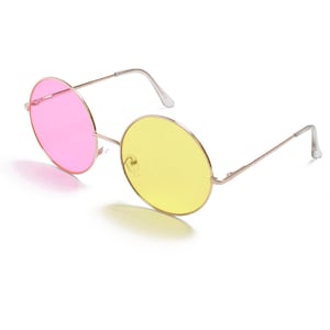 Gafas Spamton G. Spamton Gafas circulares rosas y amarillas Disfraz de Halloween Cosplay