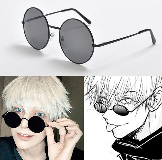 Gojo Satoru Black Glasses Round Lens Anime Cosplay Eyewear Circle