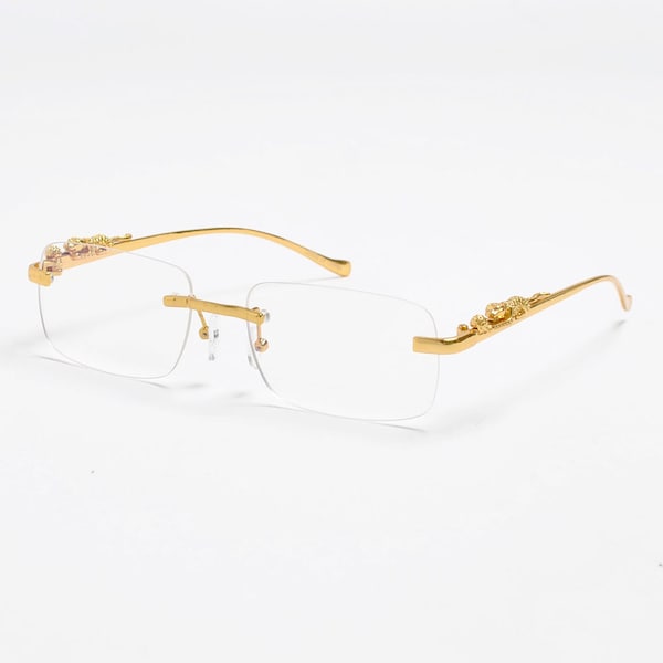 Golden Leopard Clear Rectangle Glasses | Blocage de la lumière bleue | Protection des yeux | À la mode et idéal pour les cadeaux | Ordinateur Tablette TV Lunettes de soleil