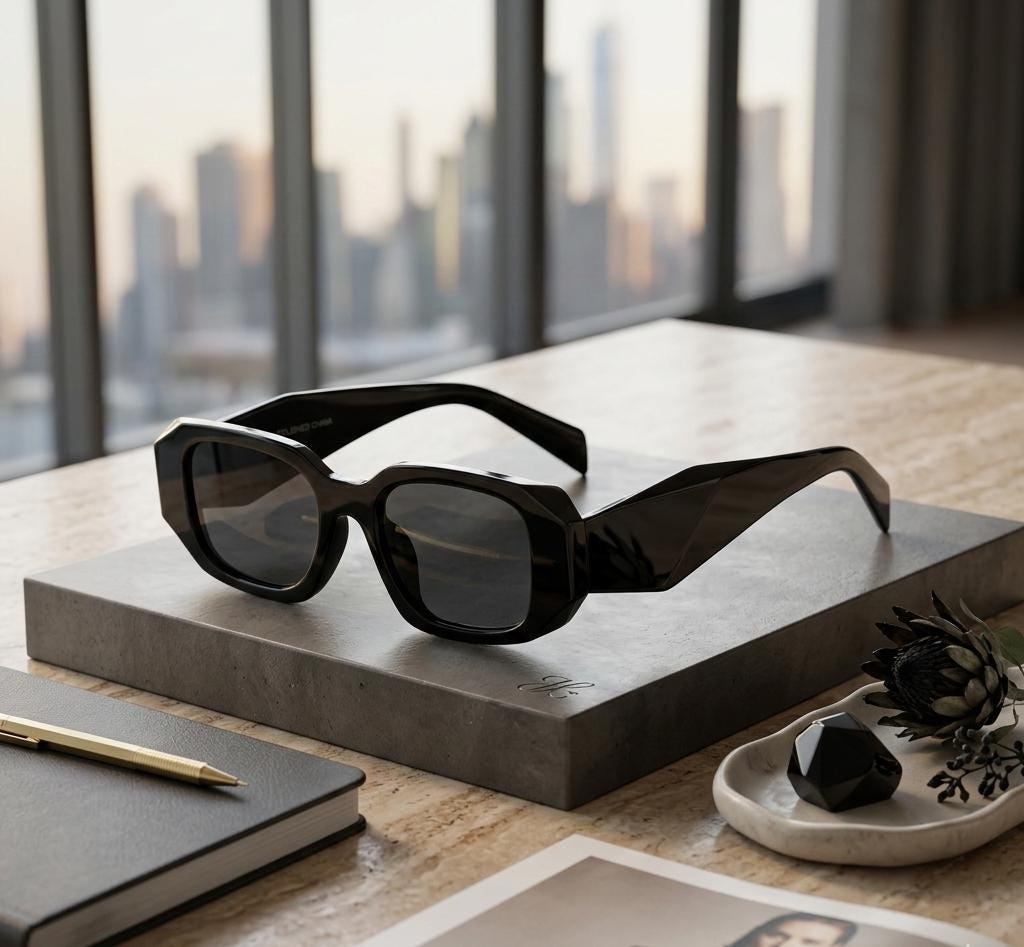 90s Black Thick Frame Sunglasses - Etsy display picture 2