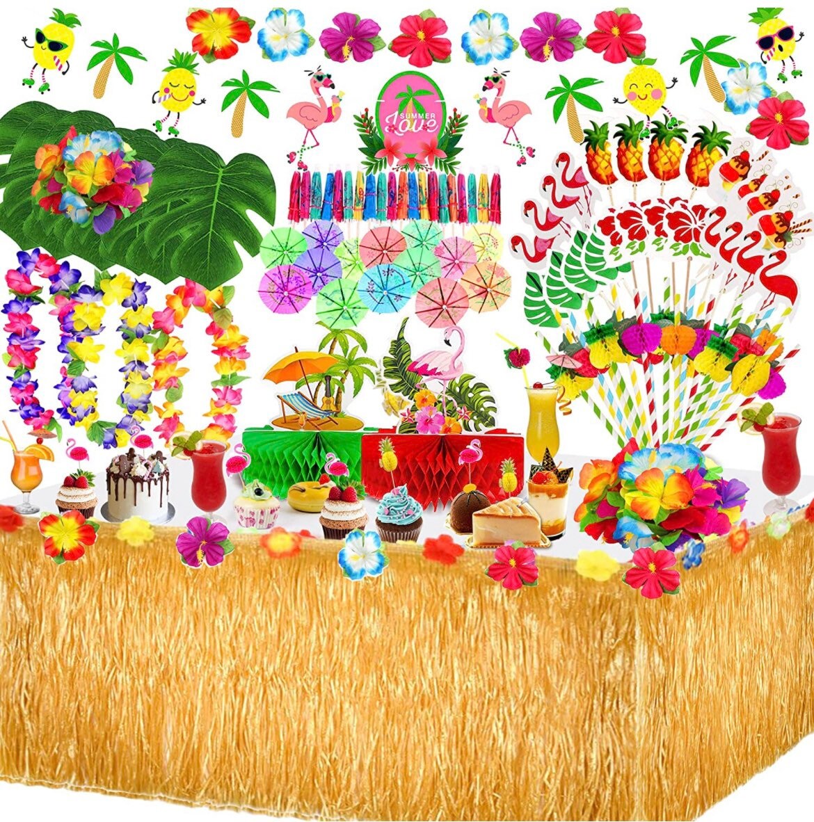 Hawaiian Tropical Party Decorations Hawaiian Table Skirt Etsy UK