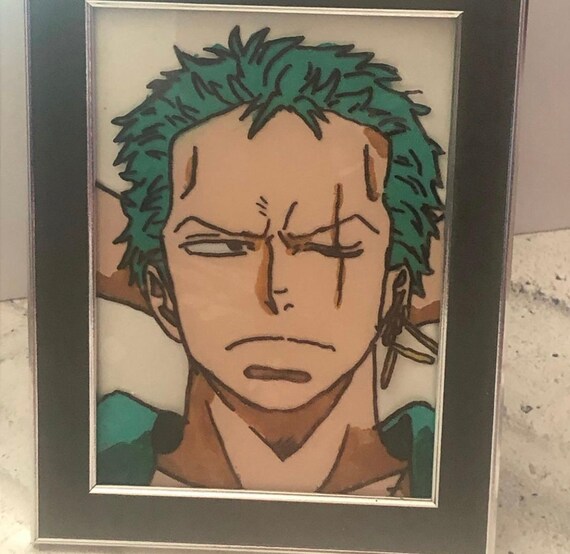Zoro glass painting on a 6.5 by 8.5 canvasAnime Etsy