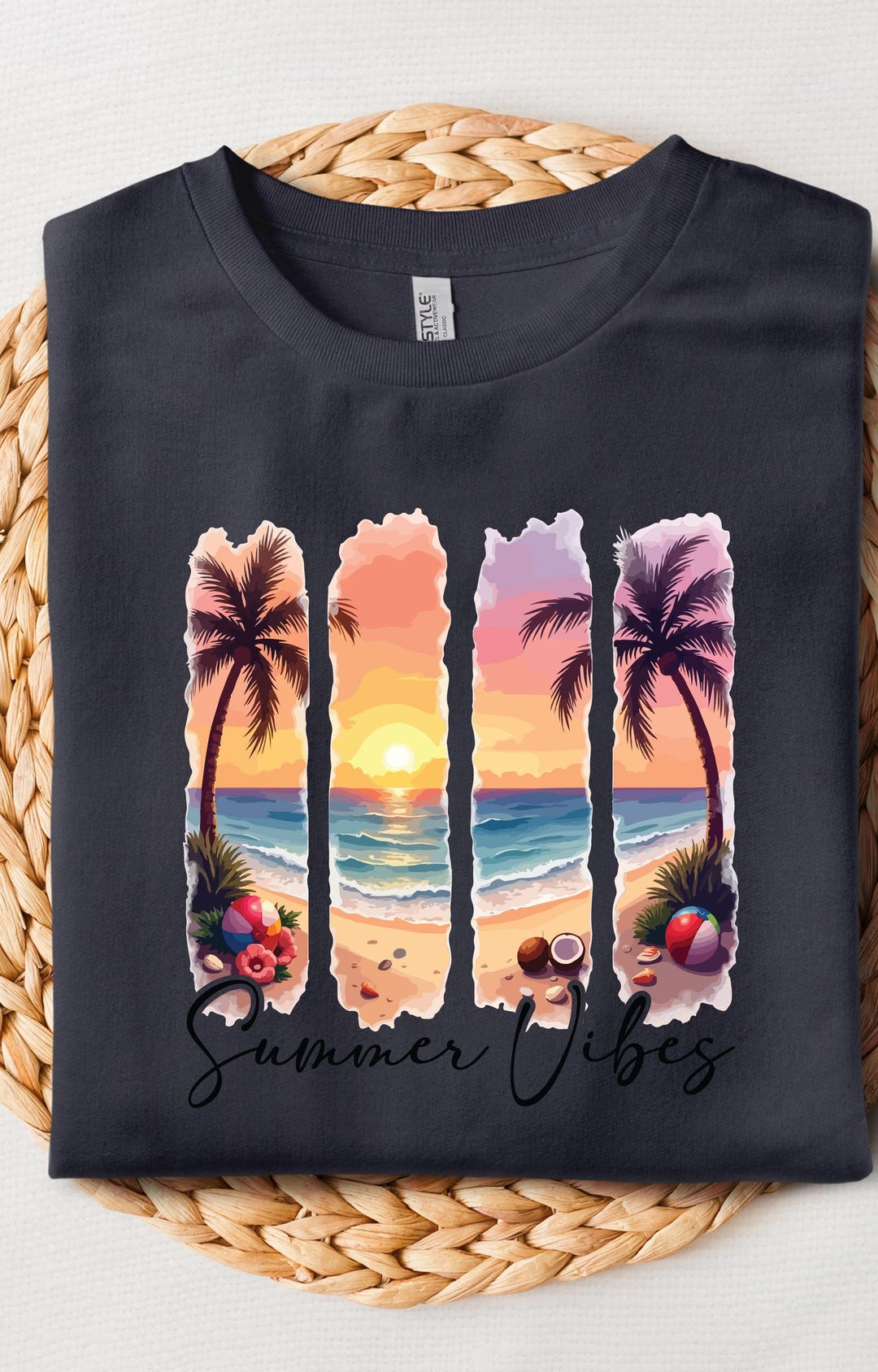 Tropical Sunset PNG Clipart: Retro Palm Tree Beach Design Digital ...