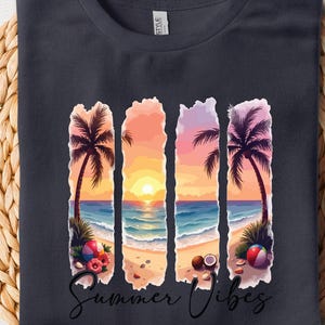 Tropical Sunset PNG Clipart: Retro Palm Tree Beach Design Digital Download