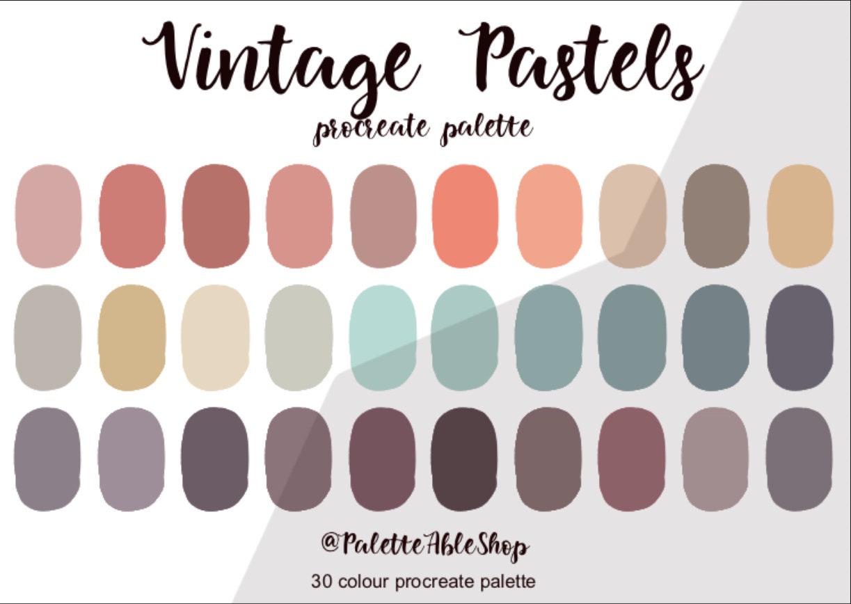 Vintage Pastels , Procreate Color Palette, Ipad, Color Palette ...