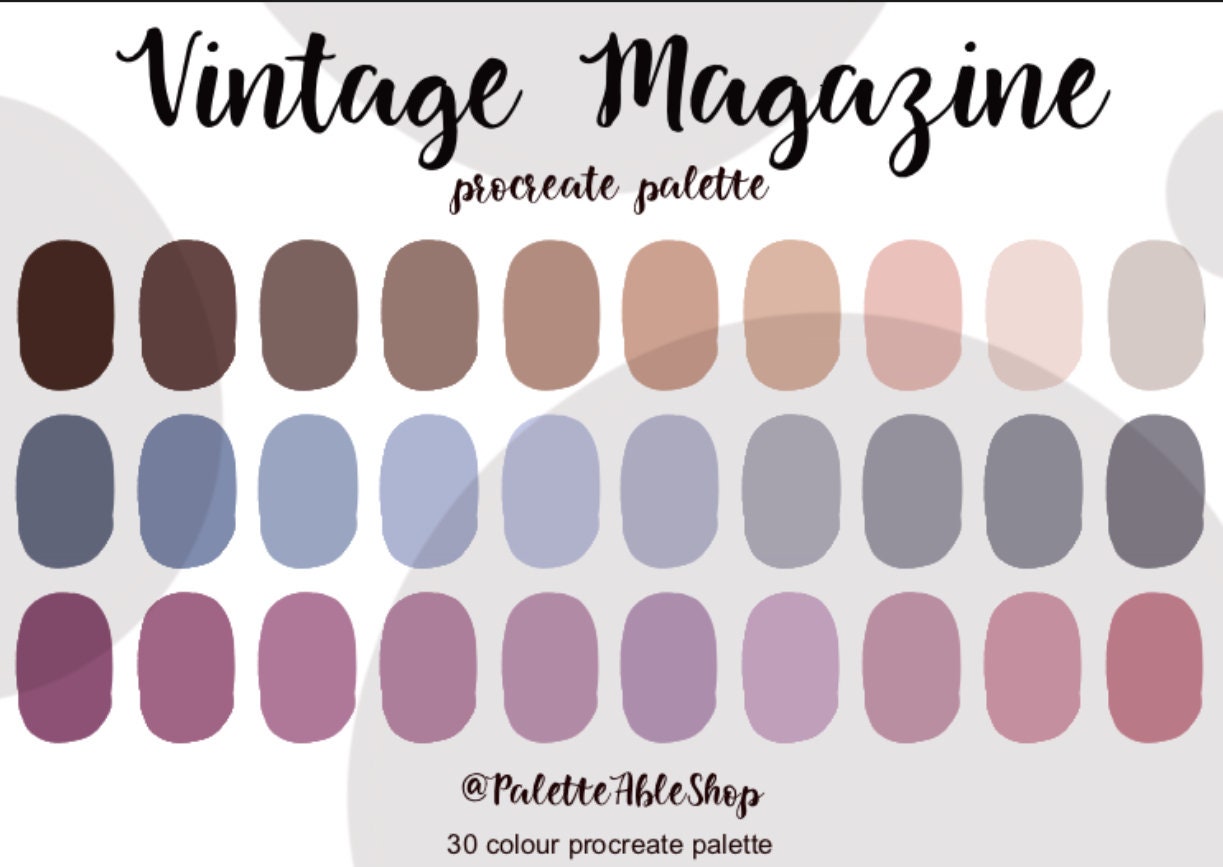 Vintage Magazine , Procreate Color Palette, Ipad, Color Palette ...
