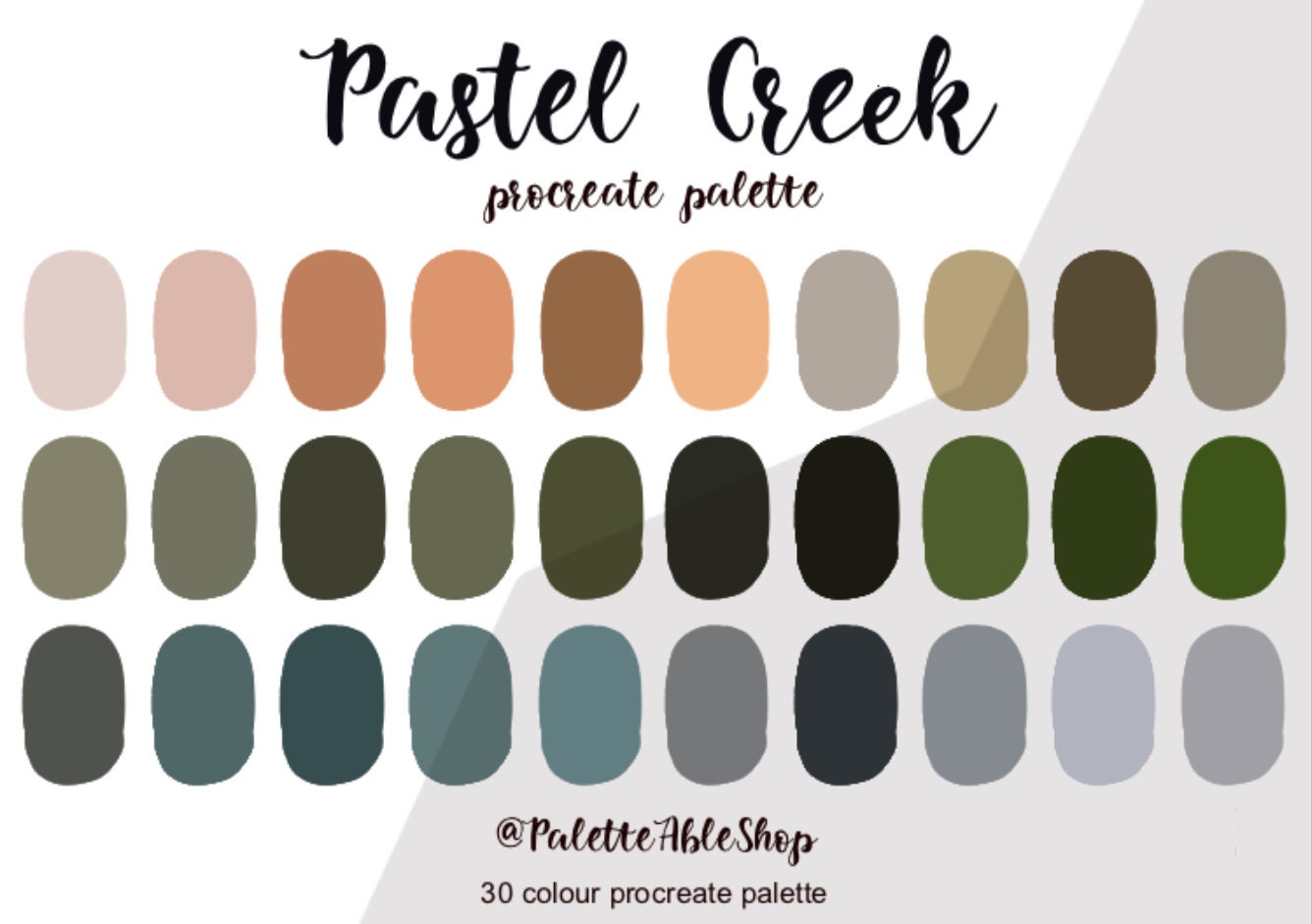 Pastel Creek , Procreate Color Palette, Ipad, Color Palette, Swatches ...