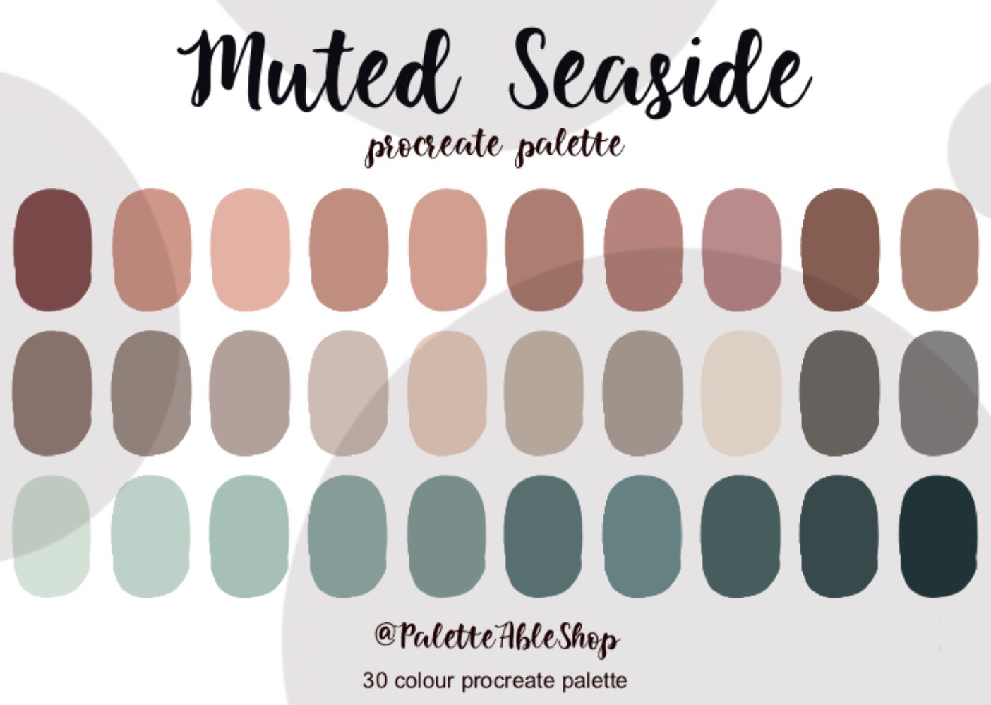 Muted Seaside Procreate Color Palette Ipad Color Palette | Etsy