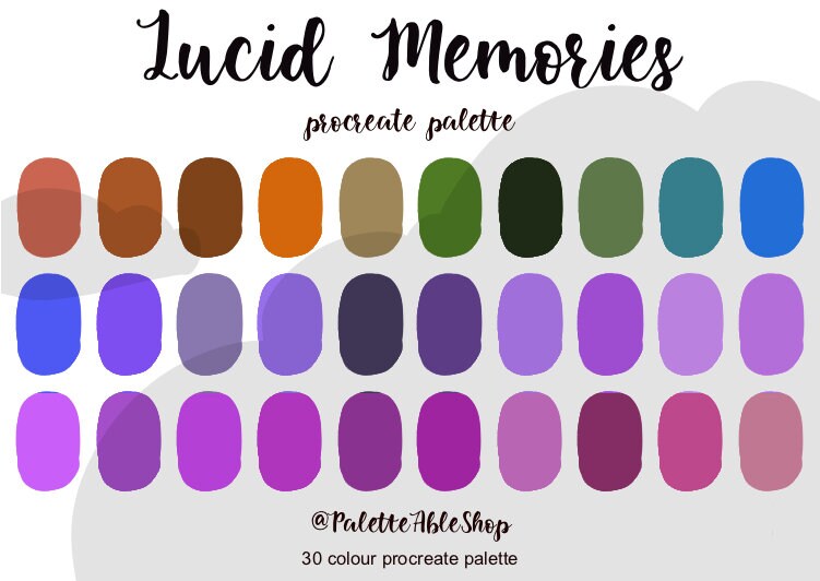 Lucid Memories , Procreate Color Palette, Ipad, Color Palette, Swatches ...