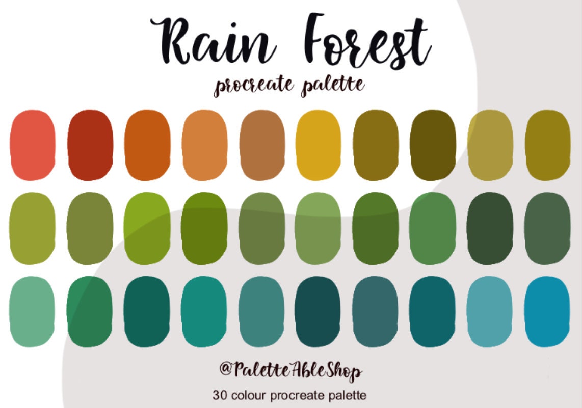Rain Forest Procreate Color Palette iPad Color Palette - Etsy