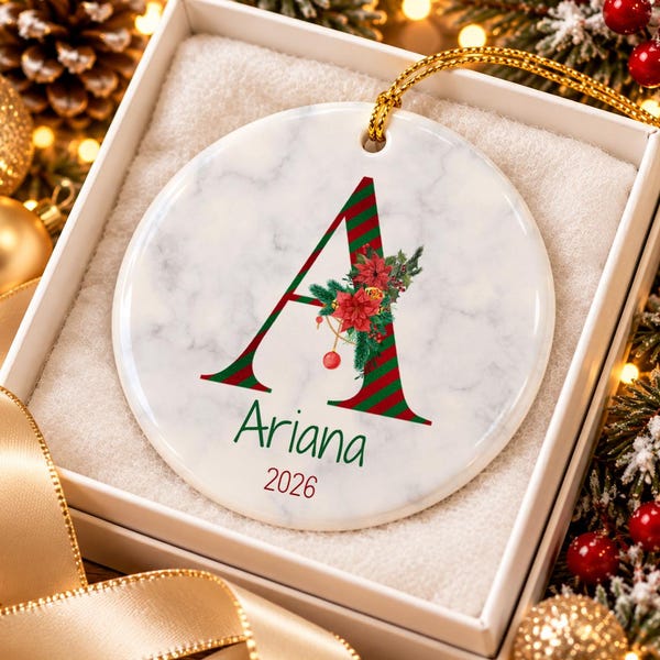 Family Christmas Ornament, Personalized Name Ornaments, 2026 Custom Initial Ornament, Christmas Decoration Gift, Monogram Alphabet Ornament
