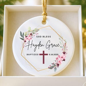 Personalized God Bless Baptized Ornament, Custom Baptism Ornament, Gift for Goddaughter, Baptism Gift from Godmother, Christening Keepsake
