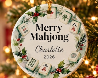 Merry Mahjong Ornament – Personalized Mahjong Christmas Ornament – Custom Mahjong Lover Gift – Mahjong Tree Decoration Holiday Keepsake