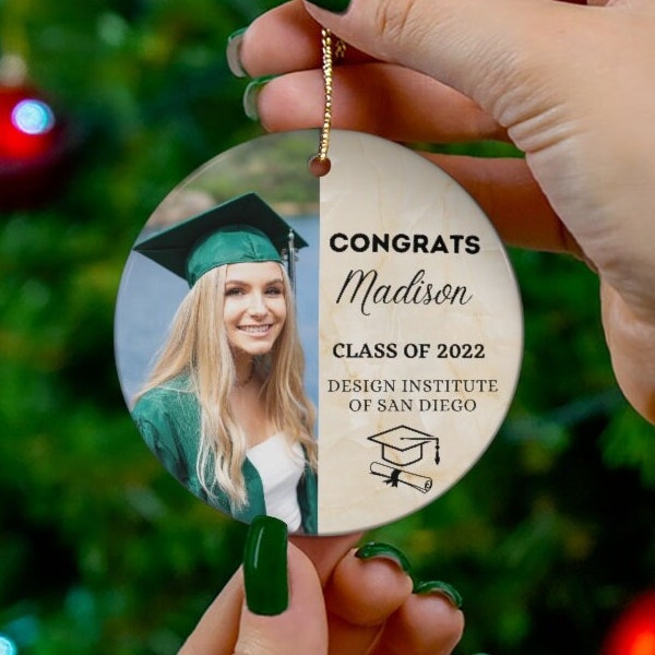 Congrats Graduation Photo Ornament, Custom School Graduation Gift, Personalized Class of 2023 Ornament, Graduation Gifts for Her, for Him