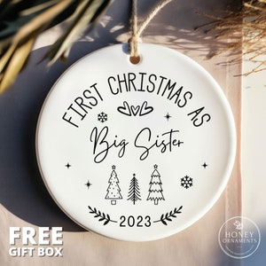 Promoted to Big Sister Ornament, Big Brother, Pregnancy Announcement, Pregnancy Reveal, First Christmas as Uncle, Auntie, Grandparents, Mom