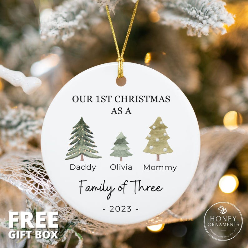 Family of Six Christmas Ornament, Personalized New Baby's First Christmas Ornament, Family of 6, First Christmas Ornament, Family Ornament