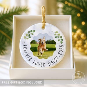Adorno conmemorativo personalizado para perros con foto y nombre, recuerdo personalizado para el árbol de Navidad en memoria de tu mascota, regalo para recordar a tu mascota querida para siempre.