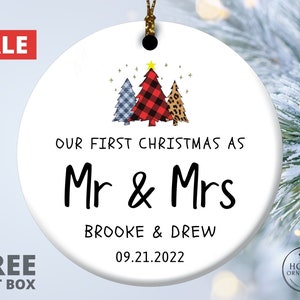 Personalized Married Ornament, Our First Christmas Married as Mr and Mrs 2023, 1st Christmas Married Ornament, Just Married Wedding Gift