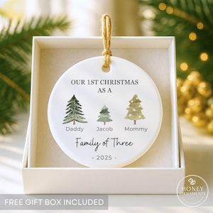 Family of Three Christmas Ornament - Family of 3 - Family Ornament - Personalized Baby&#39;s First Christmas Ornament, First Christmas Ornament