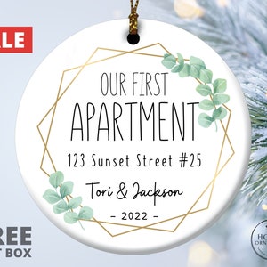 Our First Apartment Ornament, Personalized First Apartment Christmas Ornament, New House Ornament, Christmas Gift, Apartment Homeowner Gift