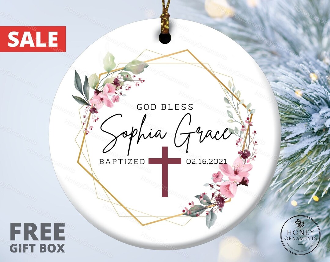 Personalized God Bless Christening Ornament, Baptism Ornament, Custom ...