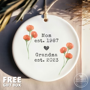 Grandma Gift - Personalized Gift For Grandma - Promoted Grandma Ornament - Pregnancy Announcement - New Grandma - Grandma Christmas Ornament