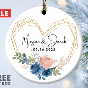 Personalized Couple Christmas Ornament, Engagement Ornament, Married Ornament, Engaged Gift, Save The Dates, Anniversary Christmas Ornament