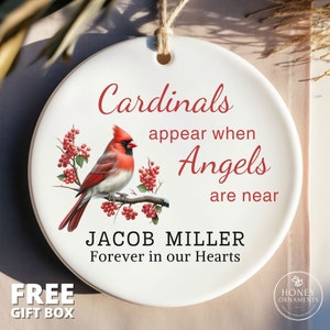 Cardinal Memorial Personalized Ornament - Bereavement Ornament - Bereavement Gift - Sympathy gift - Family Loss - Memorial gift - Custom