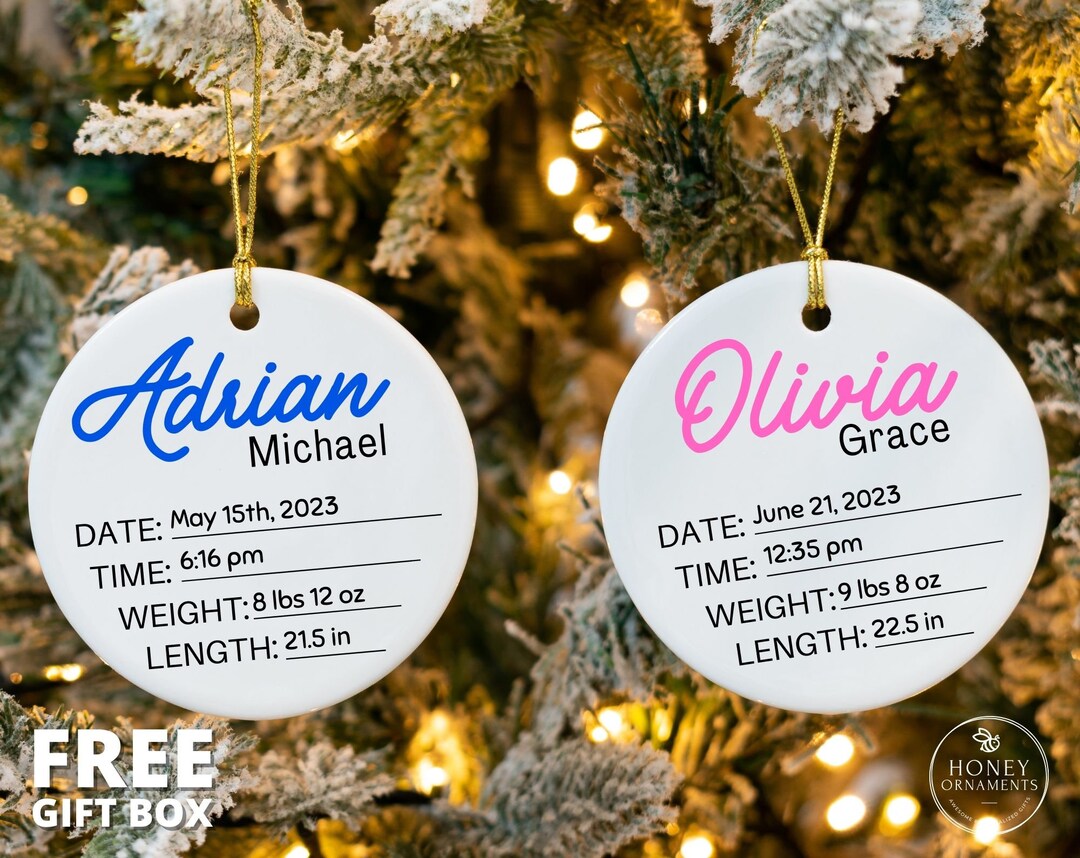 Baby Announcement Sign With Birth Stats, Ceramic Ornament for Name ...