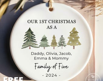 Family of Five Christmas Ornament, Personalized New Baby's First Christmas Ornament, Family of 5, First Christmas Ornament, Family Ornament