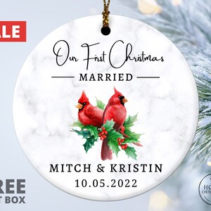 Our First Christmas Married Ornament, Wedding Gift, Mr and Mrs Ornament, Wedding Couples Ornament, First Married Christmas, Newlywed Gift