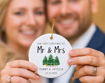 Mr Mrs Ornament, Wedding Gift Personalized First Christmas Keepsake, Our 1st Christmas Mr & Mrs Ornament, Housewarming Mr and Mrs Idea