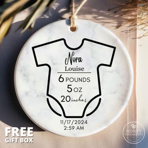 Personalized Baby Birth Stats Ornament, Newborn Keepsake, Baby Announcement, Birth Stats Sign, Baby Shower Gift New Baby Gift, Nursery Decor