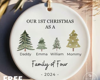 Family of Four Christmas Ornament, Personalized New Baby's First Christmas Ornament, Family of 4, First Christmas Ornament, Family Ornament