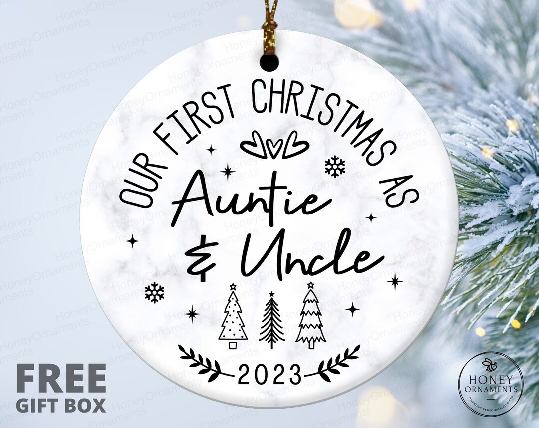 Our First Christmas as Auntie & Uncle Ornament, Baby Announcement Gift ...