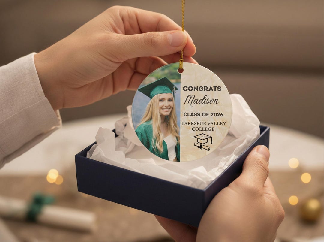 Personalized Class of 2026 Ornament, Congrats Graduation Photo Ceramic ...